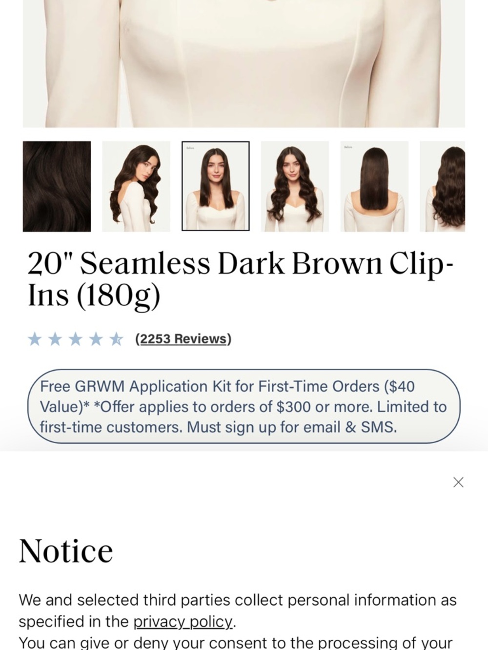 Dark Brown 20" Seamless Clip-In Hair Extensions